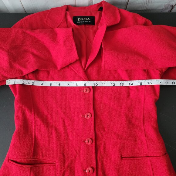 Dana Buchman 100% Wool Button Closure, Women’s 8, Red Blazer 2 front pockets - Picture 7 of 8